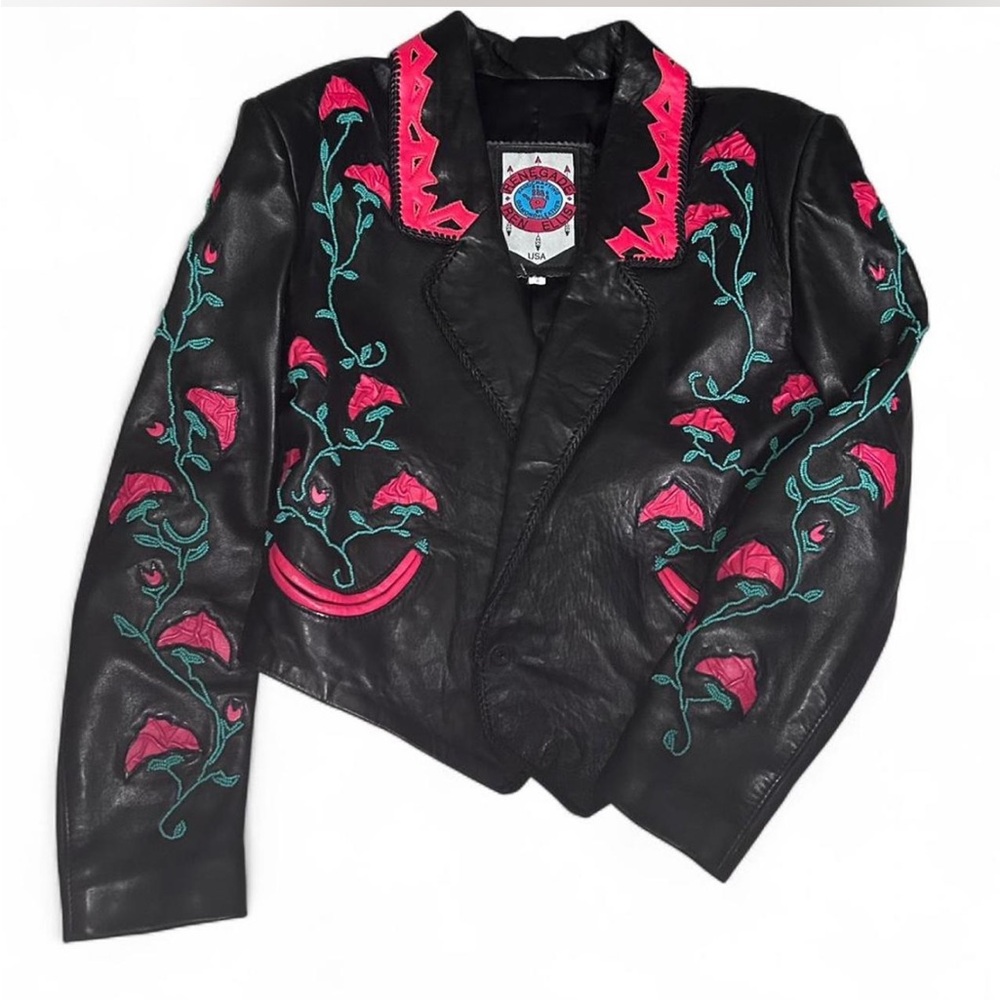 Vintage, rare, and unique beaded leather moto jacket